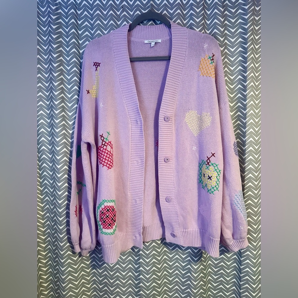 Olivia Rubin | Flora Fruit Cross Stitch Cardigan, size M - Picture 5 of 10